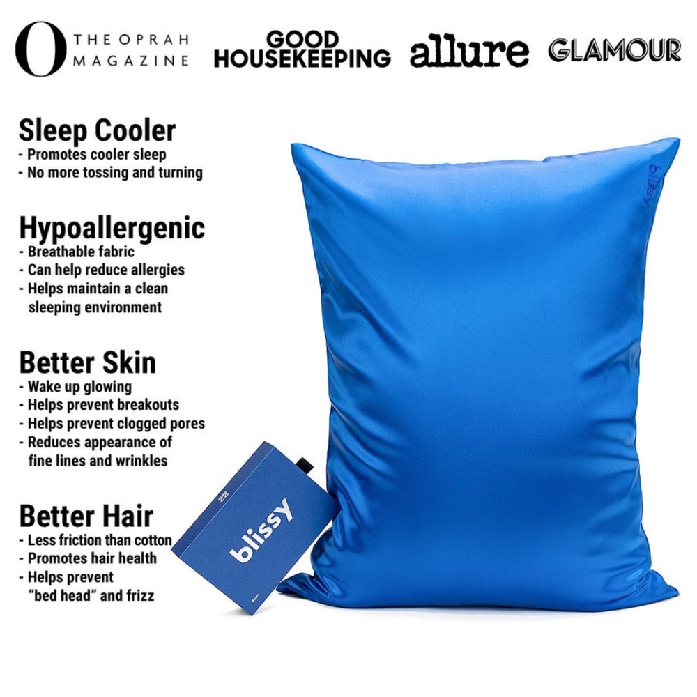 100% Mulberry Silk Blissy Azure King Size Pillowcase